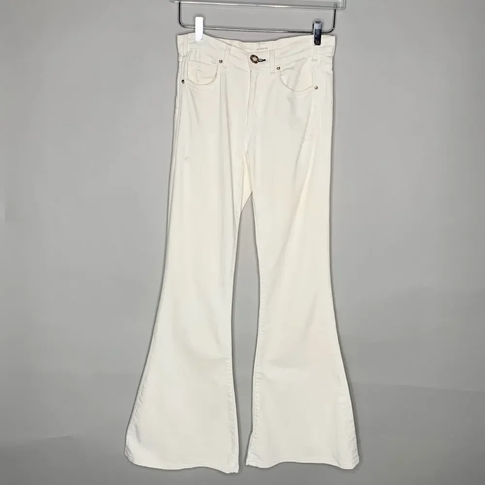 McGuire 24 Majorelle Mid Rise Flare Jeans Cream Denim Normcore Minimalist *flaw